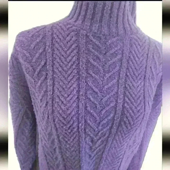St. John Sportswear Womens Purple Wool Chunky Knit Turtleneck Sweater S - Picture 5 of 11
